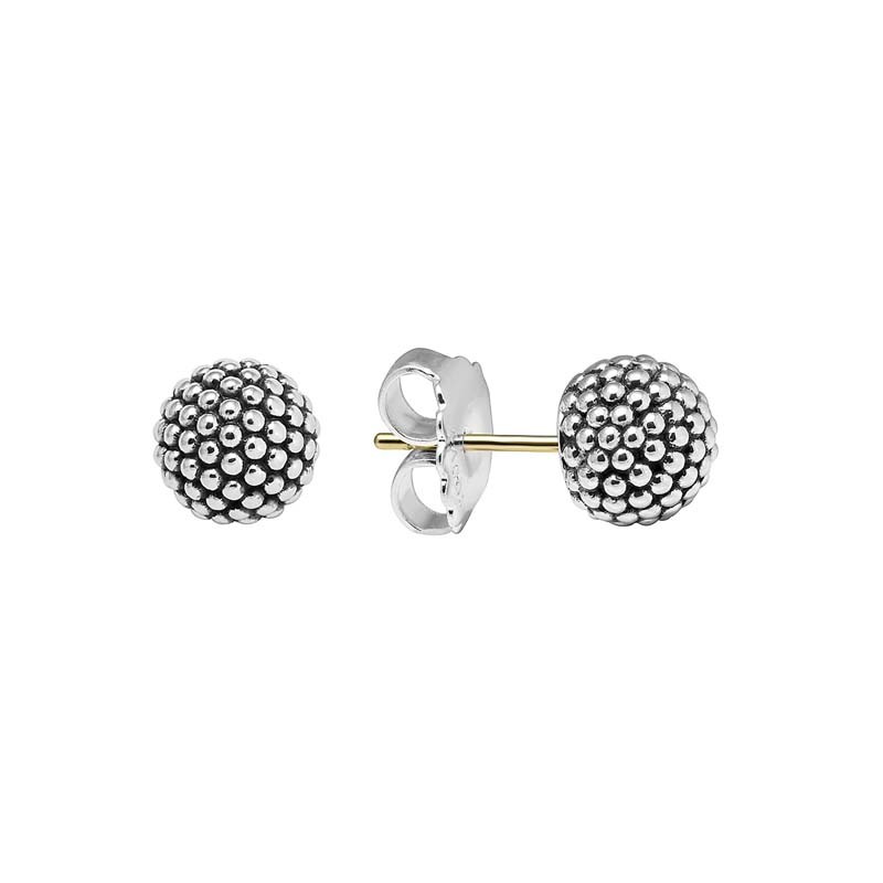 Lagos Sterling Silver And 14K Yellow Gold Signature Caviar Beaded Stud ...