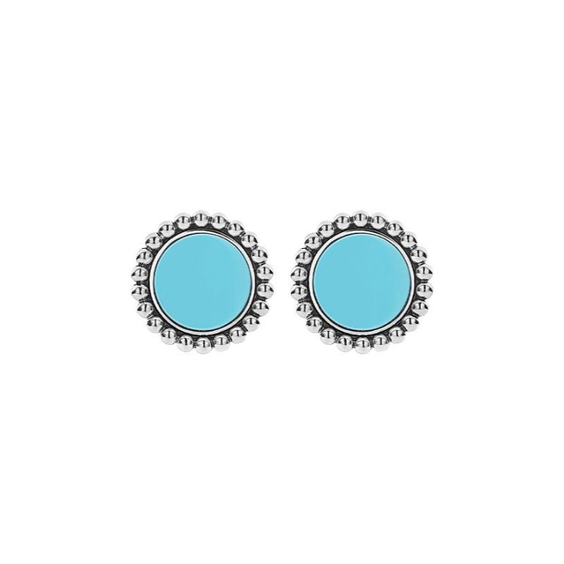 Lagos Sterling Silver Maya Turquoise Circle Earrings - 01-81760-T