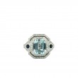 18K White Gold Rhodium Plated Pastel 10X8Mm Emerald Cut Aquamarine Ring