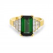 18K Yellow Gold Pastel Emerald Cut Green Tourmaline Ring