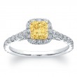 Norman Silverman Platinum And 18K Yellow Gold Yellow And White Diamond Ring