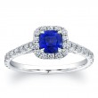 Norman Silverman 18K White Gold Sapphire And Diamond Halo Ring