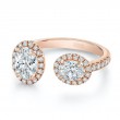 Norman Silverman 18K Rose Gold Diamond 2 Stone Ring