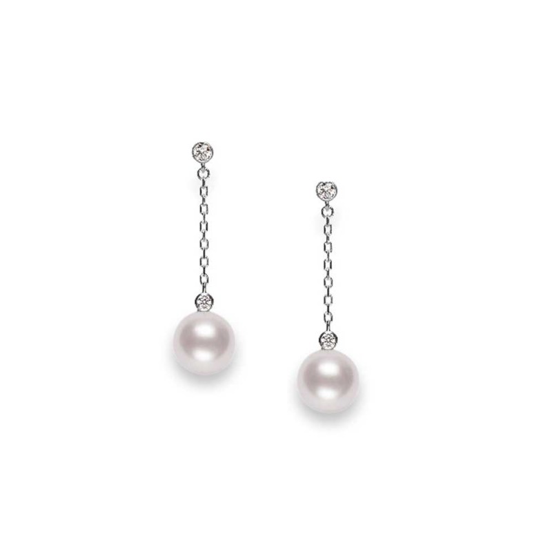 Mikimoto 18k white gold Japan collections pearl drop earrings - MEQ10087ADXW
