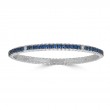 ZYDO 18K White Gold Single Row Sapphire And Diamond Stretch Bangle