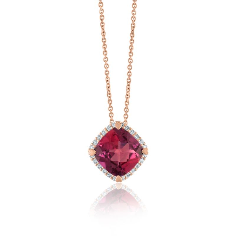 Lisa Nik 18k rose gold Rocks cushion rhodolite garnet pendant necklace with  diamonds, 8mm rhodolite garnet with diamonds weighing 0.15 carat total  weight - RGCS8MCHRD