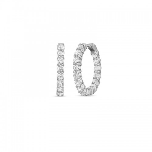 Roberto Coin 18 Karat White Gold Small Inside Out Diamond Hoop Earrings