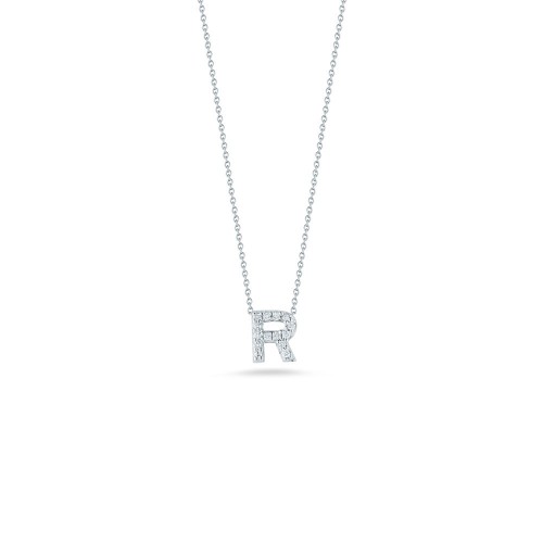 Roberto Coin 18 Karat White Gold Love Letter R Pendant With Diamonds
