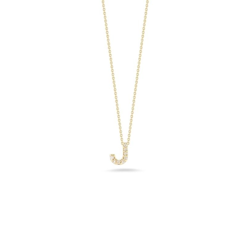 Roberto Coin 18K yellow gold Tiny Treasures Love Letter diamond J pendant necklace with round diamonds weighing 0.04 carat total weight