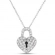 Roberto Coin 18K White Gold Tiny Treasures Diamond Heart Lock Pendant