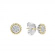 Lagos Sterling Silver And 18K Yellow Gold Caviar Lux Two Tone 9Mm Caviar Diamond Stud Earrings