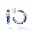 Lagos Sterling Silver Blue Caviar Blue Ceramic Hoop Earrings