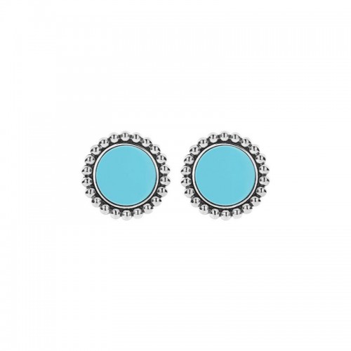 Lagos Sterling Silver Maya Turquoise Circle Earrings