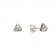 Lagos Sterling Silver And 18K Yellow Gold Ksl Micro Pyramid Stud Earrings With Diamonds