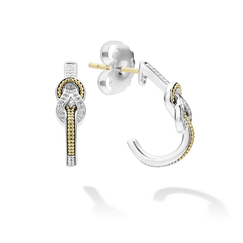 Lagos Sterling Silver And 18K Yellow Gold Newport Knot Half Hoop Earrings