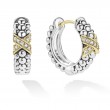 Lagos Sterling Silver And 18K Yellow Gold Embrace Two Tone X Caviar Hoop Earrings
