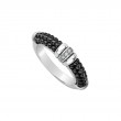 Lagos Sterling Silver Black Caviar Black Stacking Ring With Diamonds