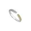 Lagos Sterling Silver And 18K Yellow Gold Rhodium Plated Caviar Lux Open Stack Ring With Diamonds
