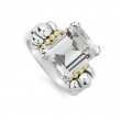 Lagos Sterling Silver And 18K Yellow Gold Glacier Medium Emerald Cut 12X10Mm White Topaz Ring