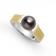Lagos Luna Sterling Silver And 18K Yellow Gold Tahitian Black Pearl Ring