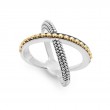 Lagos Sterling Silver And 18K Yellow Gold Ksl Gold Beaded X Ring