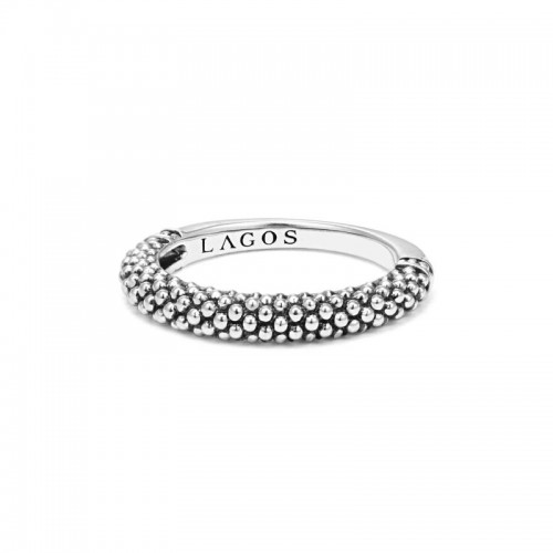 Lagos Sterling Silver Signature Caviar Beaded Stack Ring