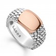 Lagos Sterling Silver And 18K Rose Gold High Bar Rose Gold Station Caviar Ring