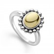 Lagos Sterling Silver And 18K Yellow Gold High Bar 15X13Mm Gold Caviar Smooth Oval Dome Ring