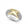 Lagos Sterling Silver And 18K Yellow Gold Embrace Two Tone Caviar X Ring