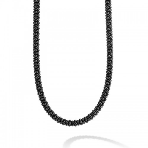Lagos Silver And 18K Yellow Gold Black Caviar Ceramic Black 5Mm Rope Necklace