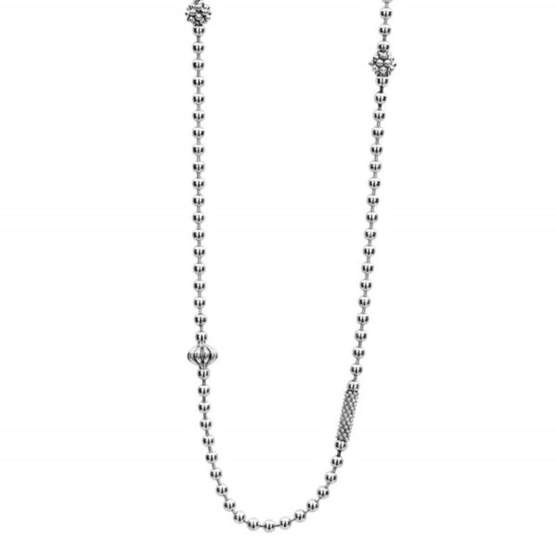 Lagos Sterling Silver Caviar Icon Chain Necklace With Beaded Accents