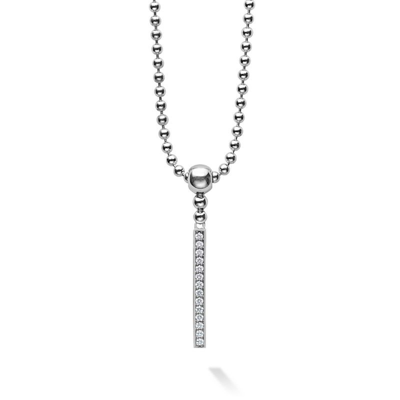 Lagos Sterling Silver Caviar Spark Linear Pendant Necklace With Diamonds