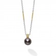 Lagos Luna Single Tahitian Black Pearl Pendant Necklace