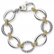 Lagos Links Bracelet With Fluted Ans Smooth Sterling Silver Ovals And 18K Yellow Gold Caviar Beading