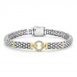 Lagos Sterling Silver And 18K Yellow Gold Enso Single Circle Diamond Station Rope Bracelet