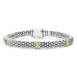 Lagos Sterling Silver And 18K Yellow Gold Caviar Lux  Triple Diamond X Stations Beaded Rope Bracelet