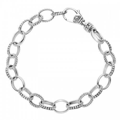 Lagos Sterling Silver Links Small Caviar And Smooth Link Bracelet