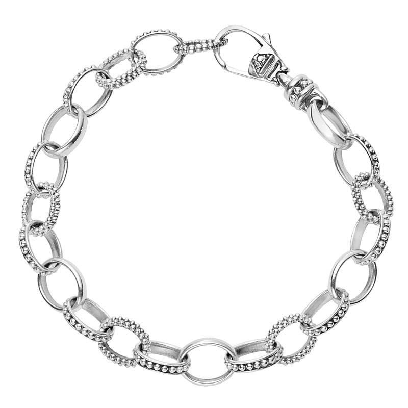 Lagos Sterling Silver Links Small Caviar And Smooth Link Bracelet