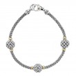 Lagos Sterling Silver And 18K Yellow Gold Caviar Forever Beaded Strand Bracelet With 3 Ball Stations