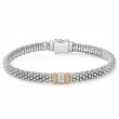 Lagos Sterling Silver And 18K Yellow Gold Diamond Lux Single Small Station Bracelet With Diamoinds