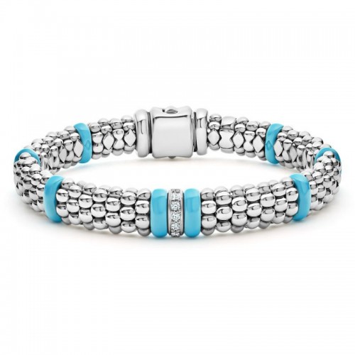 Lagos Sterling Silver Blue Caviar Rope Bracelet