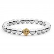 Lagos Sterling Silver And 18K Yellow Gold Signature Caviar 8Mm Lattice Ball Stretch Bracelet