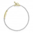 Lagos Sterling Silver And 18K Yellow Gold Signature Caviar Beaded Toggle Bracelet On Ball Chain