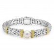 Lagos Luna Sterling Silver And 18K Yellow Gold Pearl Caviar Bracelet