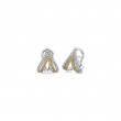 18K White Gold Rhodium Plated Precious Pastel Double V Stud Earrings