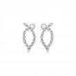 18K White Gold Rhodium Plated  Gold & Diamond 8Mm Oval Point Hoop Earrings