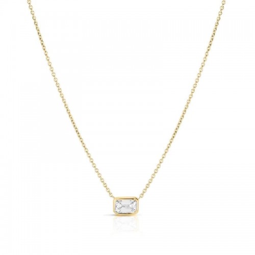 Roberto Coin 18 Karat Yellow Gold Emerald Cut Diamond By The Inch Necklace