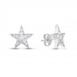 Roberto Coin 18K white gold rhodium plated Tiny Treasures diamond pave star earrings with round diamonds weighing 0.51 carat total weight