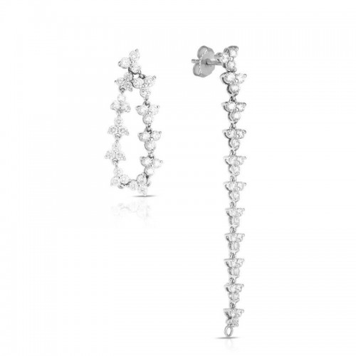 Roberto Coin 18K white gold rhodium plated Classic Diamond convertible flower diamond earrings with round diamonds weighing 1.88 carats total weight