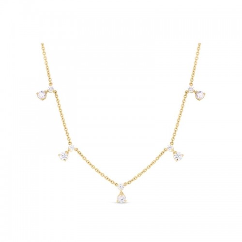 Roberto Coin 18K Yellow Gold 5 Diamond Station Necklace